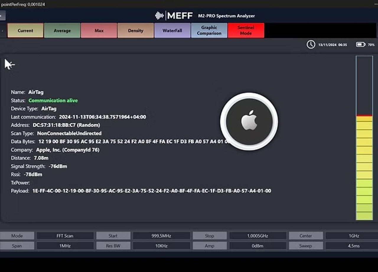 Spy-MAX Elite TSCM M2-PRO Portable AI Spectrum Analyzer 24GHz