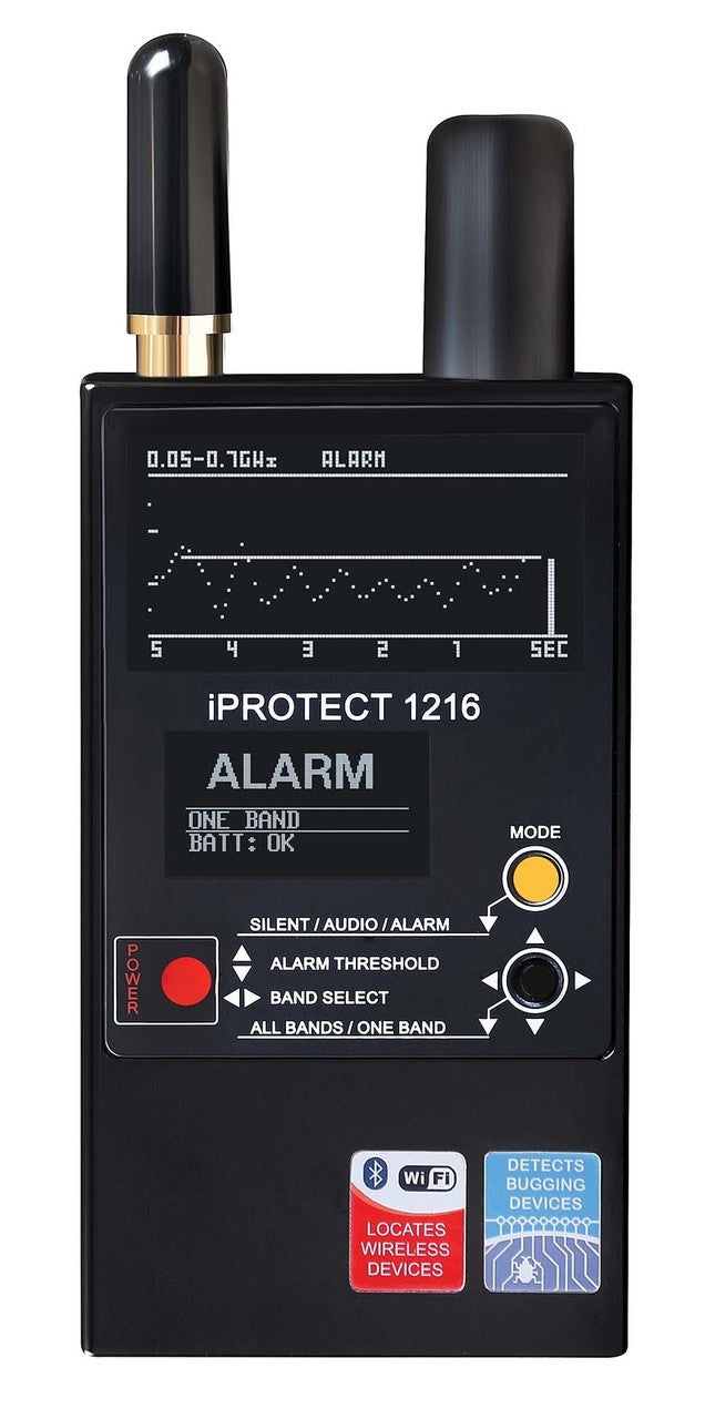 iProtect 1216 3-Band RF Detector 50MHz To 12 GHZ w/ Graphical Frequency Display