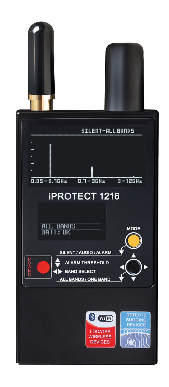 iProtect 1216 3-Band RF Detector 50MHz To 12 GHZ w/ Graphical Frequency Display